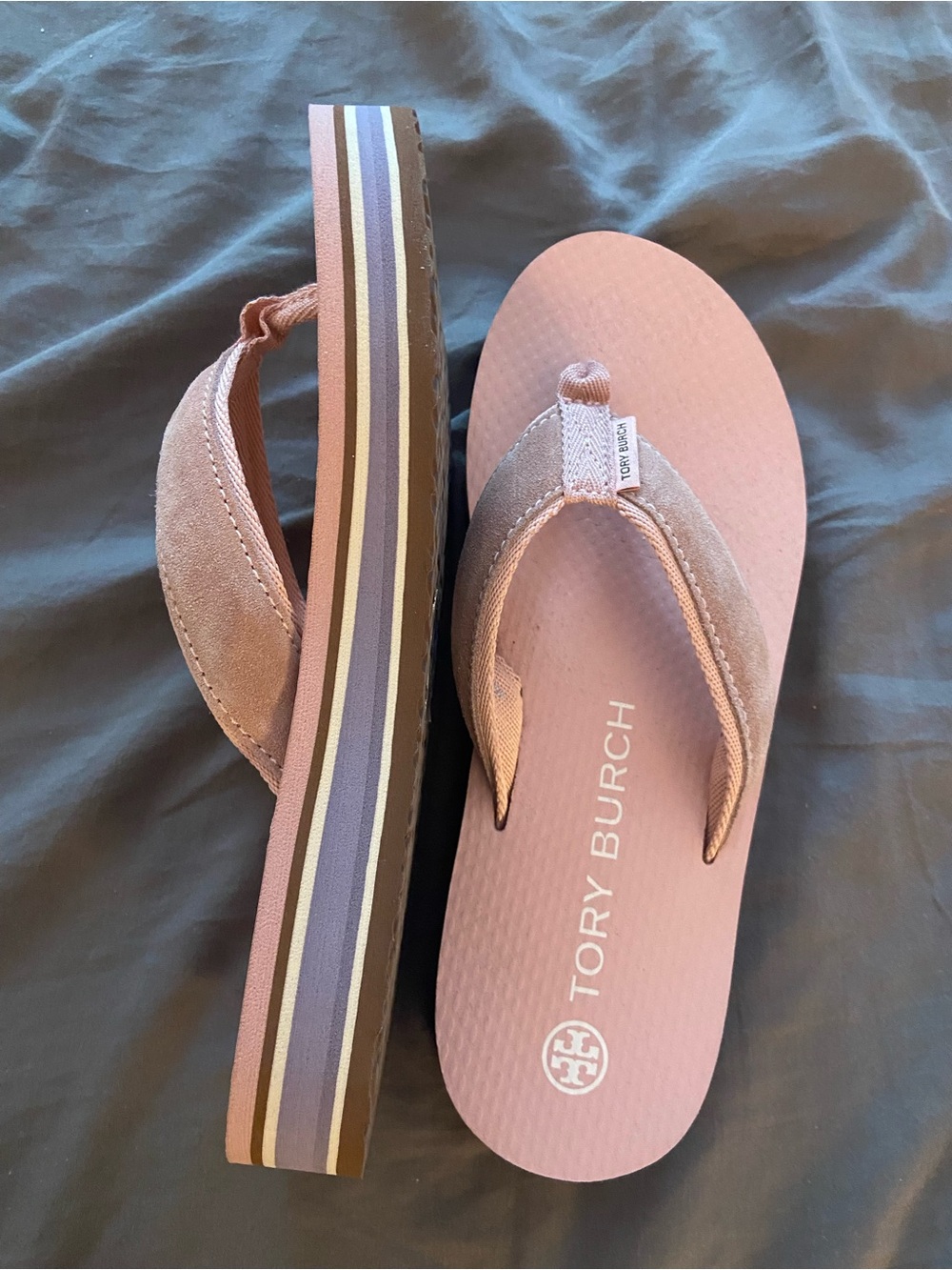 Tory Burch Blush Pink Logo Flip Flop Sandals - Picture 2 of 4